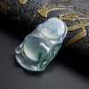 A货天然冰糯种淡蓝底飘花翡翠站佛吊坠 - 红掌柜