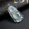 天然冰糯种淡蓝底飘花翡翠站佛吊坠 - 红掌柜