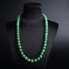 缅甸A货天然糯种阳绿翡翠圆珠项链 - 红掌柜