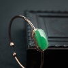 18k镶缅甸天然糯种翡翠手镯-红掌柜