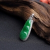 天然18K金镶钻糯种深绿翡翠福豆吊坠 - 红掌柜