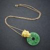 豆绿翡翠平安扣套链-红掌柜珠宝