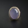 18K镶钻冰种翡翠紫罗兰戒指 - 红掌柜珠宝