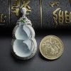 18K金镶冰种飘花葫芦吊坠 - 红掌柜珠宝