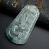 冰种飘蓝花翡翠龙牌挂件-红掌柜珠宝
