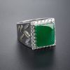 糯种翠色翡翠方形戒指-红掌柜珠宝