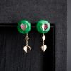 缅甸A货天然18K金镶糯种满绿翡翠耳环 - 红掌柜