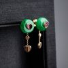 A货天然18K金镶糯种满绿翡翠耳环 - 红掌柜