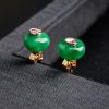 缅甸A货天然糯种满绿翡翠耳环 - 红掌柜