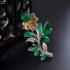 18K镶天然冰糯种黄阳绿翡翠四叶草胸针-红掌柜
