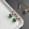 18K金镶糯种阳绿翡翠耳环-红掌柜