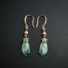 冰糯种翡翠飘花佛手耳环-红掌柜
