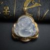 18K金镶冰糯种翡翠佛吊坠 - 红掌柜珠宝