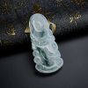 缅甸A货糯冰种飘蓝花翡翠观音吊坠 - 红掌柜
