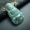 天然细糯种淡绿翡翠吊坠-红掌柜