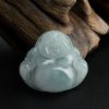 缅甸天然A货细糯种淡蓝底翡翠佛吊坠 - 红掌柜