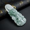 天然冰糯种浅绿飘蓝花翡翠观音吊坠 - 红掌柜