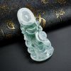 浅绿飘蓝花翡翠观音吊坠 - 红掌柜