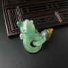 缅甸A货天然糯冰种带黄翡并蒂莲吊坠 - 红掌柜