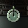 缅甸A货天然冰糯种浅绿翡翠同心子母平安扣吊坠 - 红掌柜
