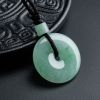 A货天然糯种飘绿翡翠平安扣吊坠 - 红掌柜
