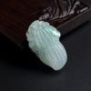 天然糯种浅绿翡翠花生吊坠-红掌柜