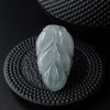 缅甸天然冰糯种淡绿翡翠叶子吊坠-红掌柜