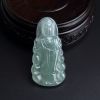 缅甸天然冰糯种浅绿翡翠观音吊坠-红掌柜