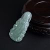 缅甸冰糯种浅绿翡翠观音吊坠-红掌柜