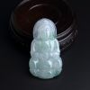 缅甸天然糯种飘绿翡翠观音吊坠-红掌柜