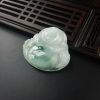 缅甸糯种飘花翡翠弥勒佛吊坠-红掌柜