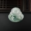 缅甸天然糯种飘花翡翠弥勒佛吊坠-红掌柜