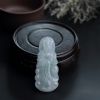 缅甸A货天然糯种淡绿翡翠观音吊坠 - 红掌柜