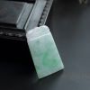 A货天然糯种飘绿翡翠平安牌吊坠 - 红掌柜