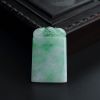缅甸A货天然糯种飘绿翡翠平安牌吊坠 - 红掌柜