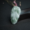 缅甸糯种飘花翡翠叶子吊坠-红掌柜
