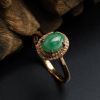 缅甸天然A货18K金镶钻冰糯种苹果绿翡翠戒指 - 红掌柜