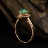 A货18K金镶钻冰糯种苹果绿翡翠戒指 - 红掌柜