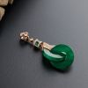 金镶钻糯种浓绿翡翠平安扣吊坠-红掌柜