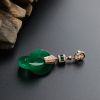 18K金镶钻浓绿翡翠平安扣吊坠-红掌柜