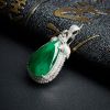 A货天然18K金镶糯种满绿翡翠水滴吊坠 - 红掌柜