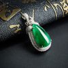 天然18K金镶糯种满绿翡翠水滴吊坠 - 红掌柜
