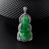 缅甸A货天然18K金镶冰糯种阳绿观音吊坠 - 红掌柜