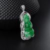 缅甸A货天然18K金镶冰糯种阳绿观音吊坠 - 红掌柜