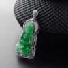 A货天然18K金镶冰糯种阳绿观音吊坠 - 红掌柜