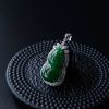A货天然18K金镶冰糯种翠色翡翠葫芦吊坠 - 红掌柜