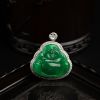 18K金镶缅甸天然糯种阳绿翡翠佛吊坠-红掌柜