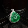 18K金镶天然糯种阳绿翡翠佛吊坠-红掌柜