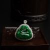 18K金镶钻糯种阳绿翡翠弥勒佛吊坠 - 红掌柜