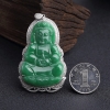18K金镶钻豆种翠色翡翠观音吊坠-红掌柜